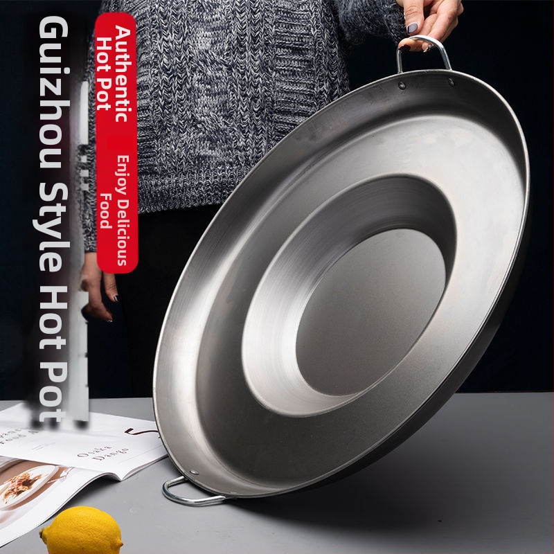 Wok keptuvė su įdubintu dugnu, iš rafinuoto plieno, be dengimo, nerūdijančio plieno dangtelis