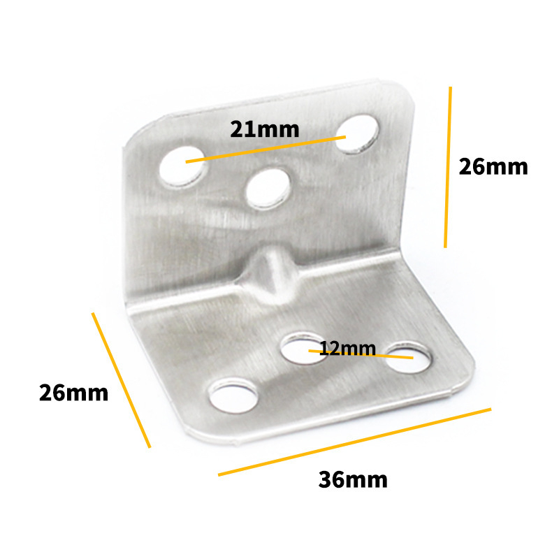 Nerūdijančio plieno 90° L formos kampinis laikiklis baldams – šlifuota paviršia, skirta lentynoms ir stalams