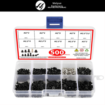 Nešiojamojo kompiuterių varžtų rinkinys, 500 vnt., Wei Yue, nikelio danga, paprastas anglies plienas, CM standartas