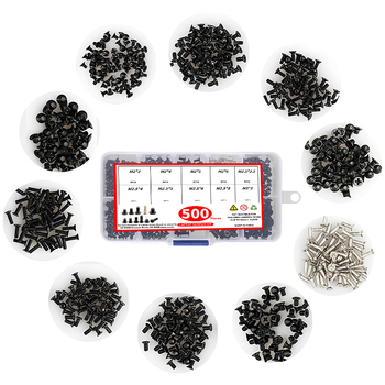 Nešiojamojo kompiuterių varžtų rinkinys, 500 vnt., Wei Yue, nikelio danga, paprastas anglies plienas, CM standartas