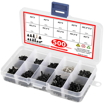 Nešiojamojo kompiuterių varžtų rinkinys, 500 vnt., Wei Yue, nikelio danga, paprastas anglies plienas, CM standartas