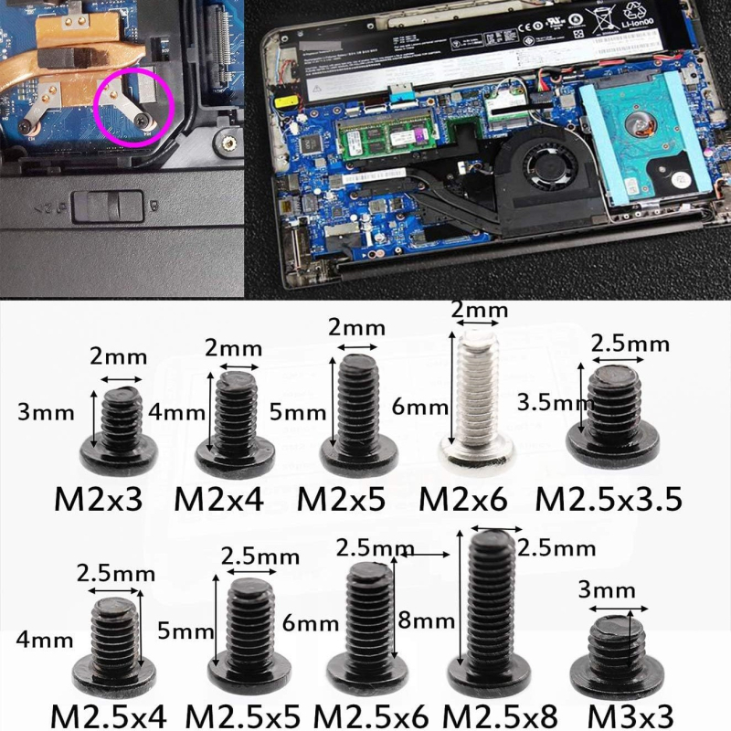 Nešiojamojo kompiuterių varžtų rinkinys, 500 vnt., Wei Yue, nikelio danga, paprastas anglies plienas, CM standartas