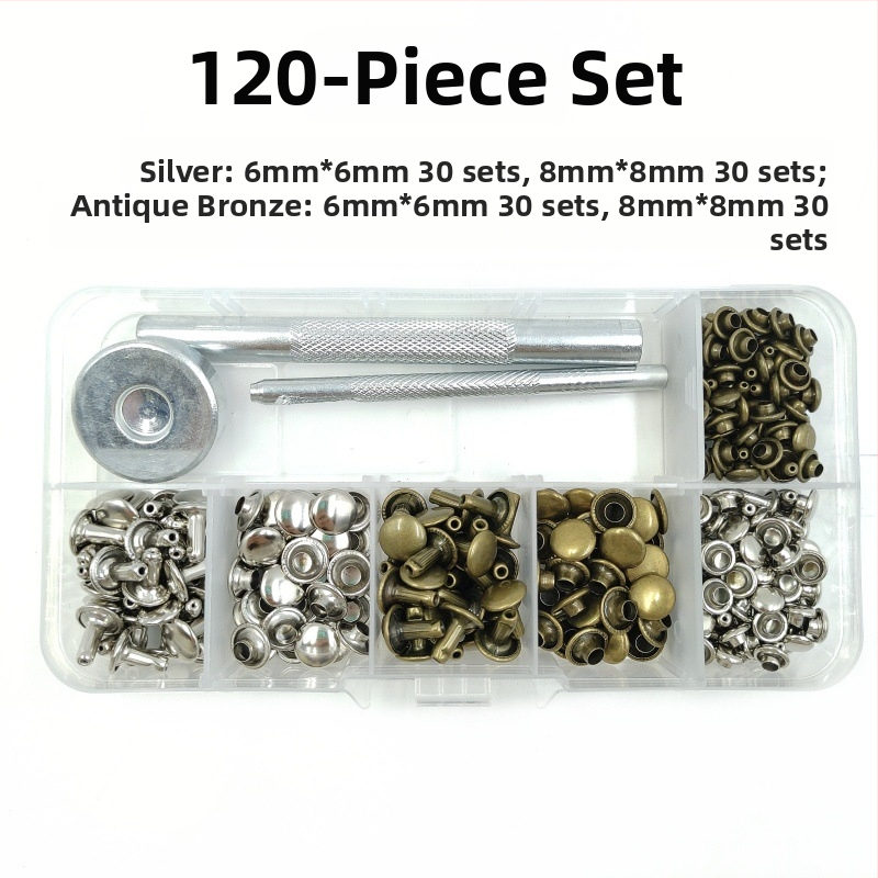 120 vnt dvipusio kniedžių įrankių rinkinio odiniams drabužiams — Xinghu