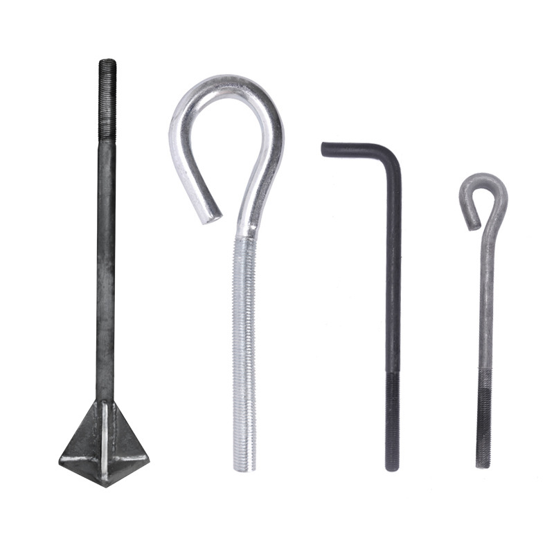 Ankerio sraigtas su L tipo suvirinimo plokštele, Q235 anglies plienas, atsparumo klasė 4.8, standarto JIS B1178-2009, klasė A