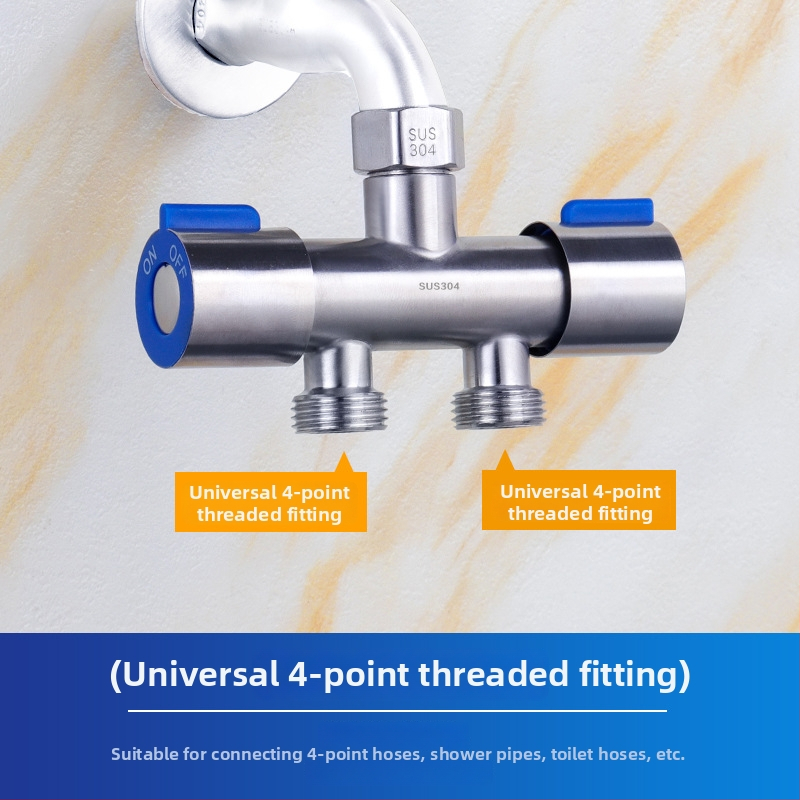 304 nerezová oceľ dvojriadiaci uhlový ventil, 1 vstup, 2 výstupy, trojcestný rozdeľovač vody so spínačom, nástenná montáž