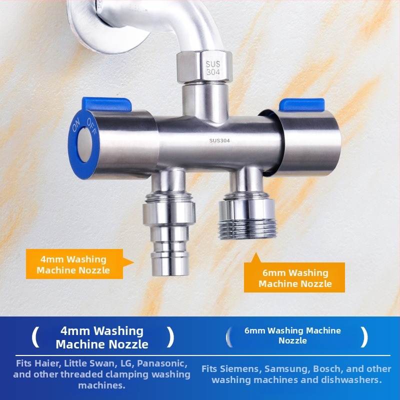 304 nerezová oceľ dvojriadiaci uhlový ventil, 1 vstup, 2 výstupy, trojcestný rozdeľovač vody so spínačom, nástenná montáž