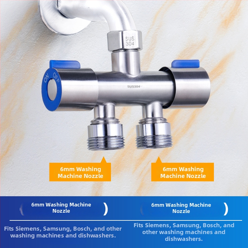 304 nerezová oceľ dvojriadiaci uhlový ventil, 1 vstup, 2 výstupy, trojcestný rozdeľovač vody so spínačom, nástenná montáž