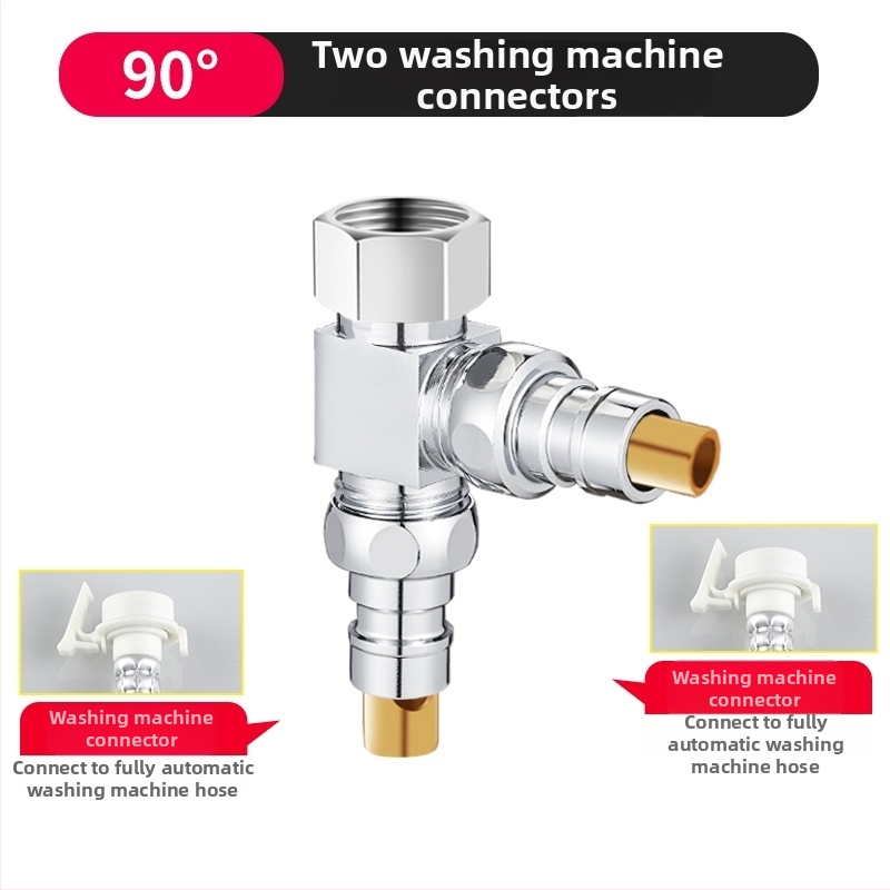 Pripojenie ku práčke trojcestný vodný ventil, rozdeľovač 1 na 2, zinková zliatina, chrómovaný povrch, hlavný a vedľajší priemer 4 body