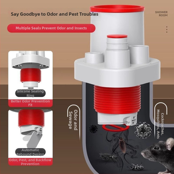 Кухненски дренажен тройник към петнасочен разпределител, P-образна коляна, модел ST17, марка Home rhyme, модерен минимализъм