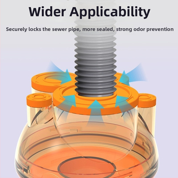 Köögikanalisatsiooni tihendussulgur kolmekäeline disain lõhnade vastu, ABS materjal, mudel 001, kaasaegne minimalistlik stiil.