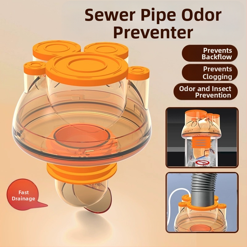 Köögikanalisatsiooni tihendussulgur kolmekäeline disain lõhnade vastu, ABS materjal, mudel 001, kaasaegne minimalistlik stiil.