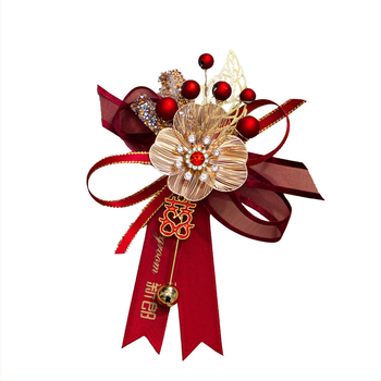 Vestuvinis corsage iš juostelės, Kiss prekė, vestuvėms, kinų stilius.