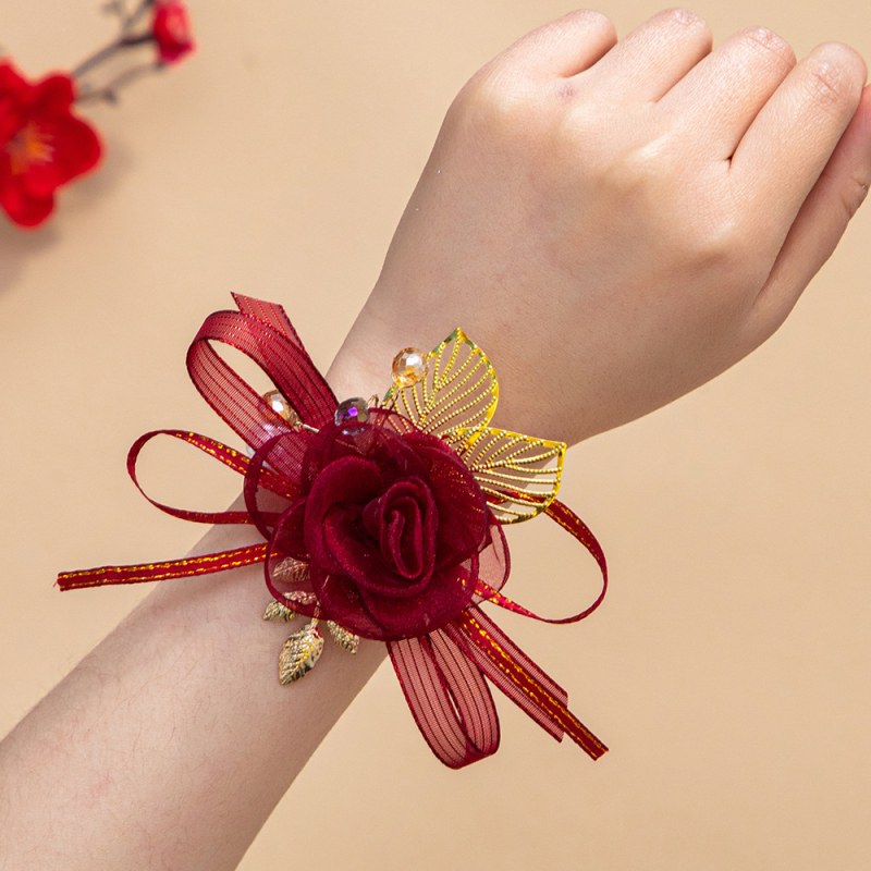 Vestuvinis corsage iš juostelės, Kiss prekė, vestuvėms, kinų stilius.