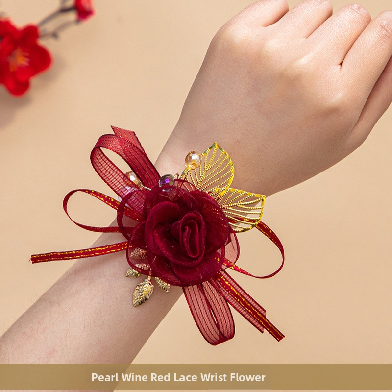 Vestuvinis corsage iš juostelės, Kiss prekė, vestuvėms, kinų stilius.