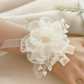 Korejos stiliaus rankų gėlė vestuvėms, rankų darbo iš audinio