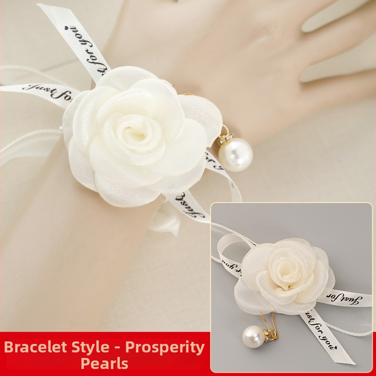 Korejos stiliaus rankų gėlė vestuvėms, rankų darbo iš audinio