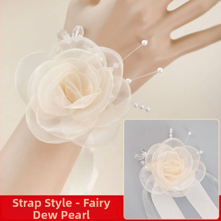 Korejos stiliaus rankų gėlė vestuvėms, rankų darbo iš audinio