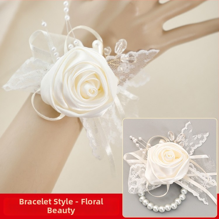 Korejos stiliaus rankų gėlė vestuvėms, rankų darbo iš audinio