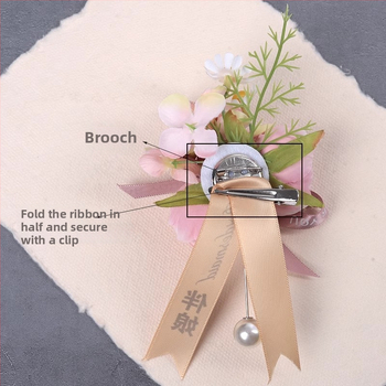 Miško stiliaus vestuvinis boutonierė ir corsage komplektas iš dirbtinių gėlių, lipdymo technologija, logotipo spausdinimas įmanomas