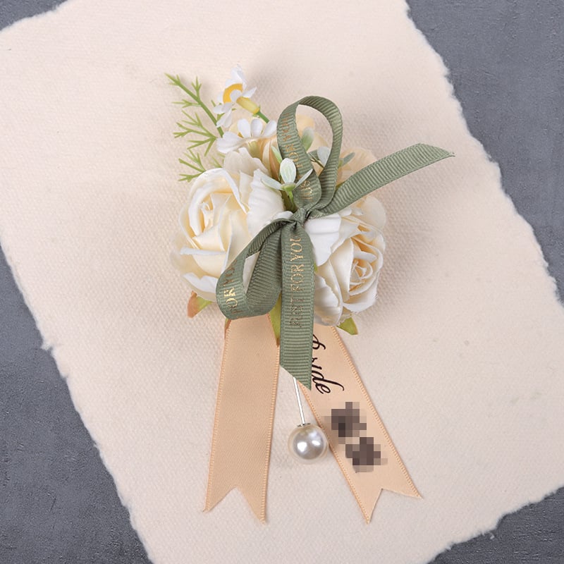 Miško stiliaus vestuvinis boutonierė ir corsage komplektas iš dirbtinių gėlių, lipdymo technologija, logotipo spausdinimas įmanomas