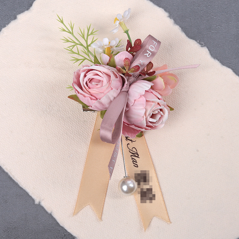 Miško stiliaus vestuvinis boutonierė ir corsage komplektas iš dirbtinių gėlių, lipdymo technologija, logotipo spausdinimas įmanomas