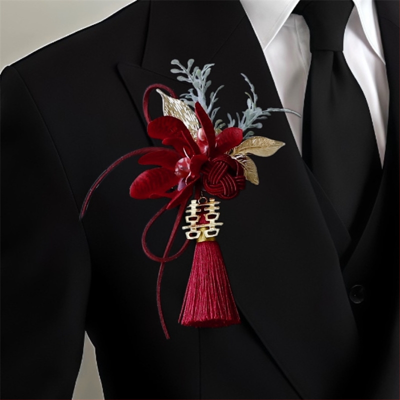 Vestuvinis corsage iš šilko gėlių nuotakai ir jaunikliui, riešo gėlė pamergai ir jaunikio, dovanų dėžutė įtraukta