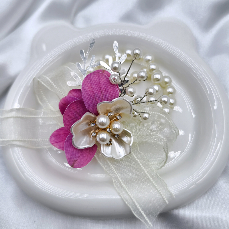 Vestuvinė rankos gėlė kumoms, plastikinė gėlė ant rankos, lipni apdaila, kinų stilius – dovana