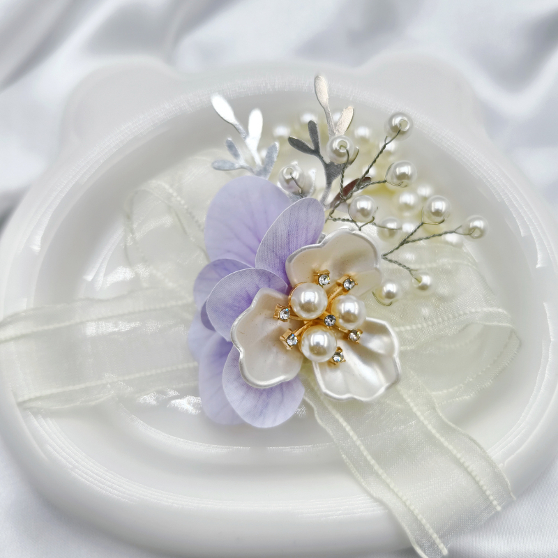 Vestuvinė rankos gėlė kumoms, plastikinė gėlė ant rankos, lipni apdaila, kinų stilius – dovana