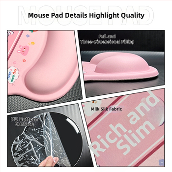 Vienpusė pelės kilimėlis su silikonine riešo atrama, anti-slip guminė pagrindė, vienpusiškas, karikatūrinis dizainas