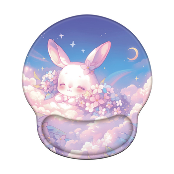 Vienpusė pelės kilimėlis su silikonine riešo atrama, anti-slip guminė pagrindė, vienpusiškas, karikatūrinis dizainas