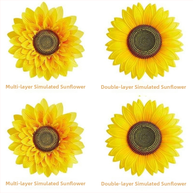 Rankoje laikomas saulėgrąžų šokių rekvizitas — šilkinė gėlė, saulėgrąžų veislė; vestuvėms, lauko renginiams, fotografijos rekvizitams, namų dekorui