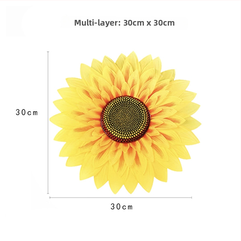 Rankoje laikomas saulėgrąžų šokių rekvizitas — šilkinė gėlė, saulėgrąžų veislė; vestuvėms, lauko renginiams, fotografijos rekvizitams, namų dekorui