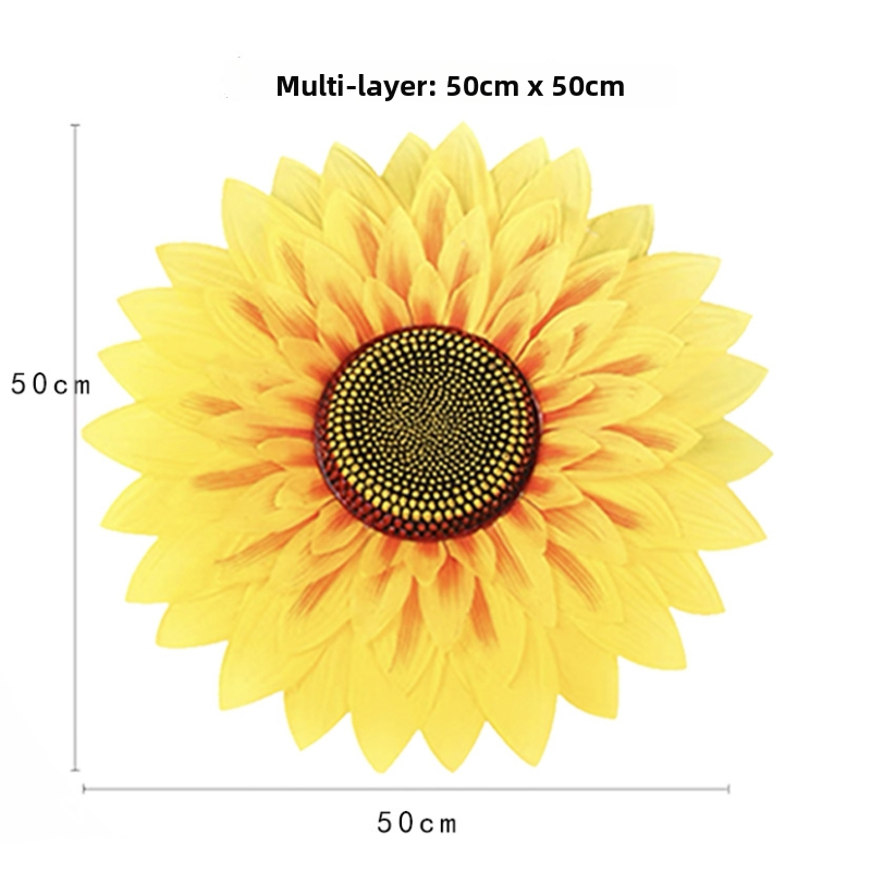 Rankoje laikomas saulėgrąžų šokių rekvizitas — šilkinė gėlė, saulėgrąžų veislė; vestuvėms, lauko renginiams, fotografijos rekvizitams, namų dekorui