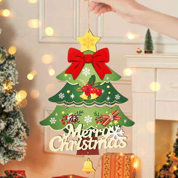 Puidust jõulukaunistused Zhenhuan – jõulul stiilis rippuv dekor kuusele ja uksele