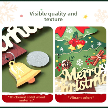 Puidust jõulukaunistused Zhenhuan – jõulul stiilis rippuv dekor kuusele ja uksele