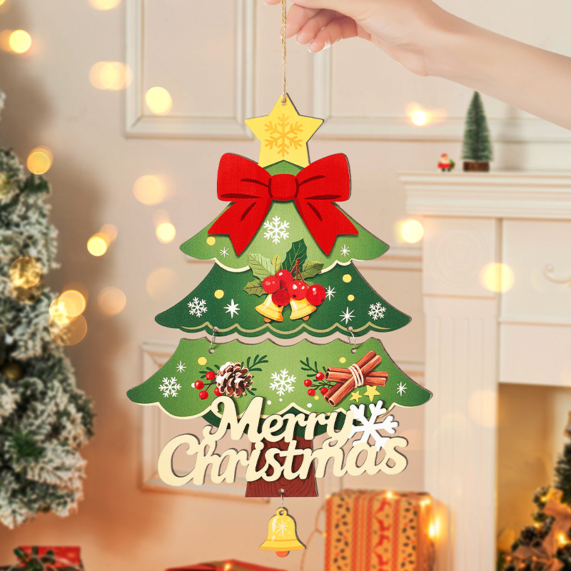 Puidust jõulukaunistused Zhenhuan – jõulul stiilis rippuv dekor kuusele ja uksele
