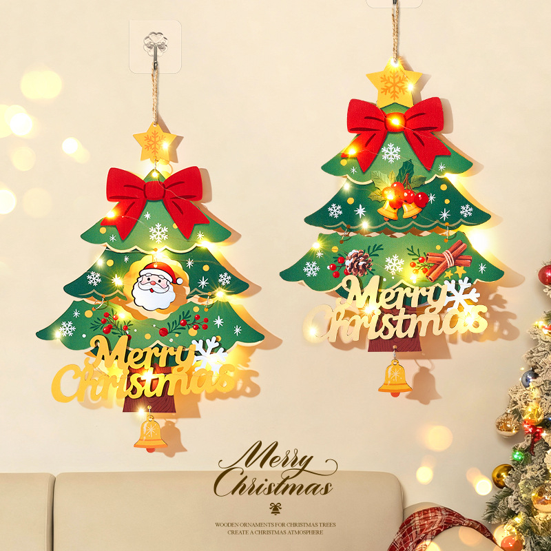 Puidust jõulukaunistused Zhenhuan – jõulul stiilis rippuv dekor kuusele ja uksele