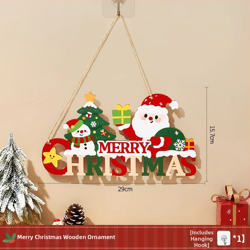 Puidust jõulukaunistused Zhenhuan – jõulul stiilis rippuv dekor kuusele ja uksele