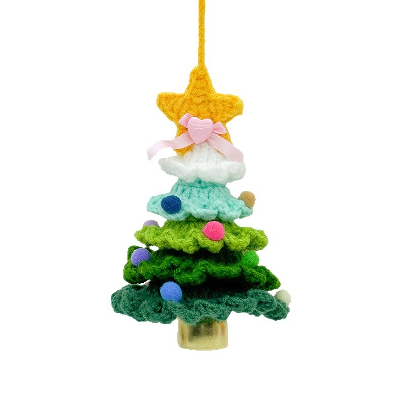 Kalėdinis rankų mezgimo vilnos automobilio papuošalas su varpeliais, pritaikomas; Medžiaga: vilna; Pakuotė: Opp bag; Prekės ženklas: Wooden knitting