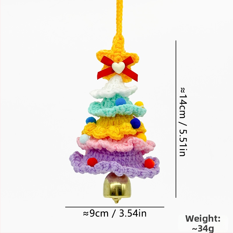 Kalėdinis rankų mezgimo vilnos automobilio papuošalas su varpeliais, pritaikomas; Medžiaga: vilna; Pakuotė: Opp bag; Prekės ženklas: Wooden knitting