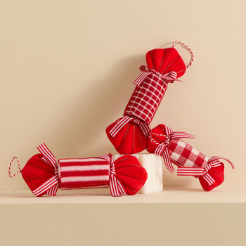 Karácsonyi fa dekorációs készlet: cukorka-pálca alakú díszek és forró levegő balon díszek, habból és gyöngyház pamutból, egyedi OPP zacskóban, modell 25 Lollipop Candy Cane