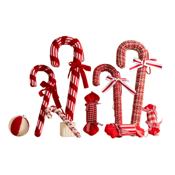 Karácsonyi fa dekorációs készlet: cukorka-pálca alakú díszek és forró levegő balon díszek, habból és gyöngyház pamutból, egyedi OPP zacskóban, modell 25 Lollipop Candy Cane