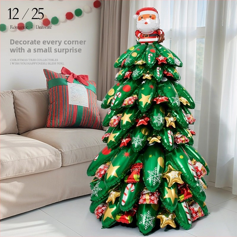 Pūstāma Ziemassvētku eglīte – dekorācijai veikalu skatlogiem; materiāls: alumīnija folija; zīmols: Zhenhuan; mērķis: dekorēšana