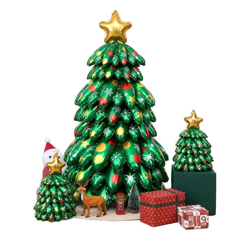 Inhaliuojama Kalėdų eglutės dekoracija vitrininėms ir parduotuvėms; medžiaga: aliuminio folija; prekės ženklas: Zhenhuan; paskirtis: dekoravimas