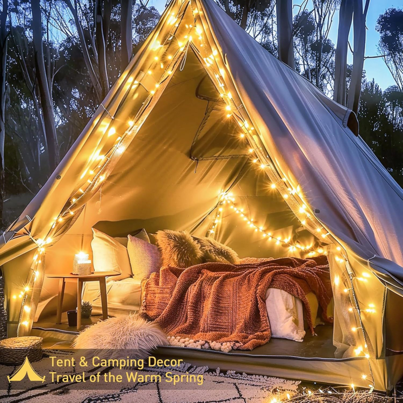 LED grandinė su baterijomis ant varinės vielos, reguliuojamas apšvietimas, IP43, Sanan Optoelectronic lustas, 10/20/40/80/100/200 LED