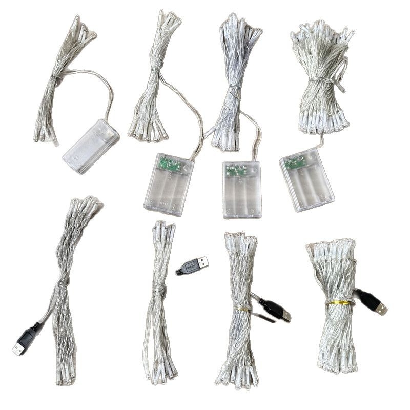 LED grandinė su baterijomis ant varinės vielos, reguliuojamas apšvietimas, IP43, Sanan Optoelectronic lustas, 10/20/40/80/100/200 LED