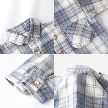 Cămașă pentru copii cu model în carouri, guler rever, mâneci lungi, bumbac 90%, potrivit primăvară și toamnă, vârsta 3–8 ani