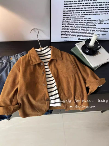 Unisex dječja košulja s dugim rukavima, prugasta, ovratnik tipa lapel, 100% poliester, mekan dodir, za djecu 8+ godina