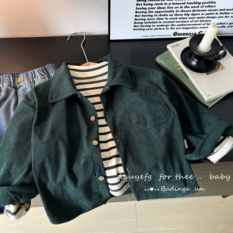 Unisex dječja košulja s dugim rukavima, prugasta, ovratnik tipa lapel, 100% poliester, mekan dodir, za djecu 8+ godina