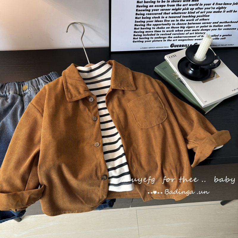 Unisex dječja košulja s dugim rukavima, prugasta, ovratnik tipa lapel, 100% poliester, mekan dodir, za djecu 8+ godina